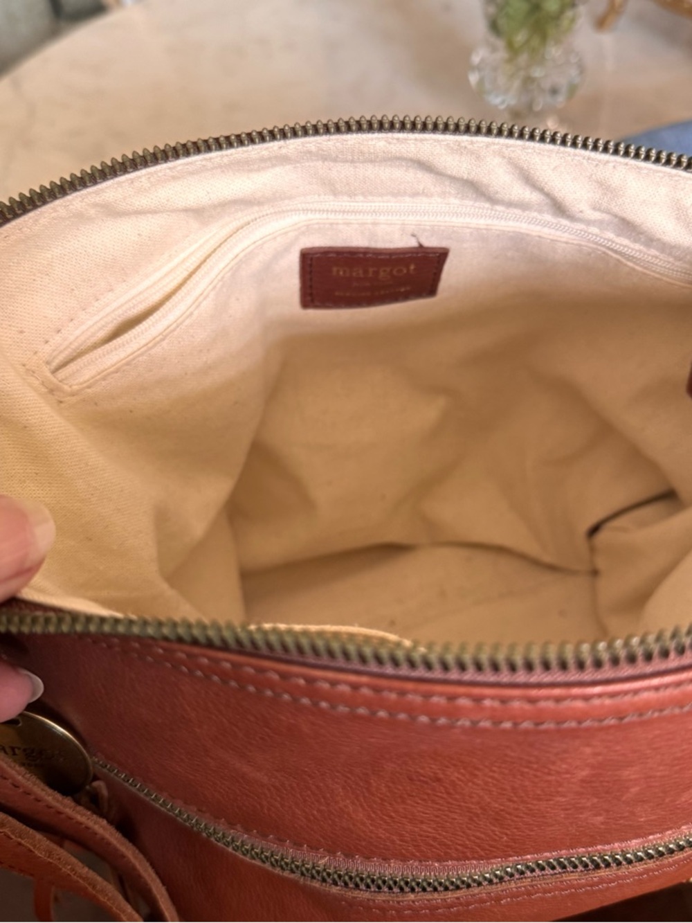 Genuine Leather Crossbody Bag in Rich Chestnut Brown - Picture 3 of 4